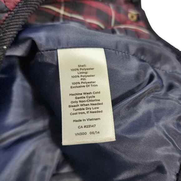 Talbots Womens Quilted Plaid Vest Size Small Petite Red Navy Full Zip Snap Front - Picture 9 of 12